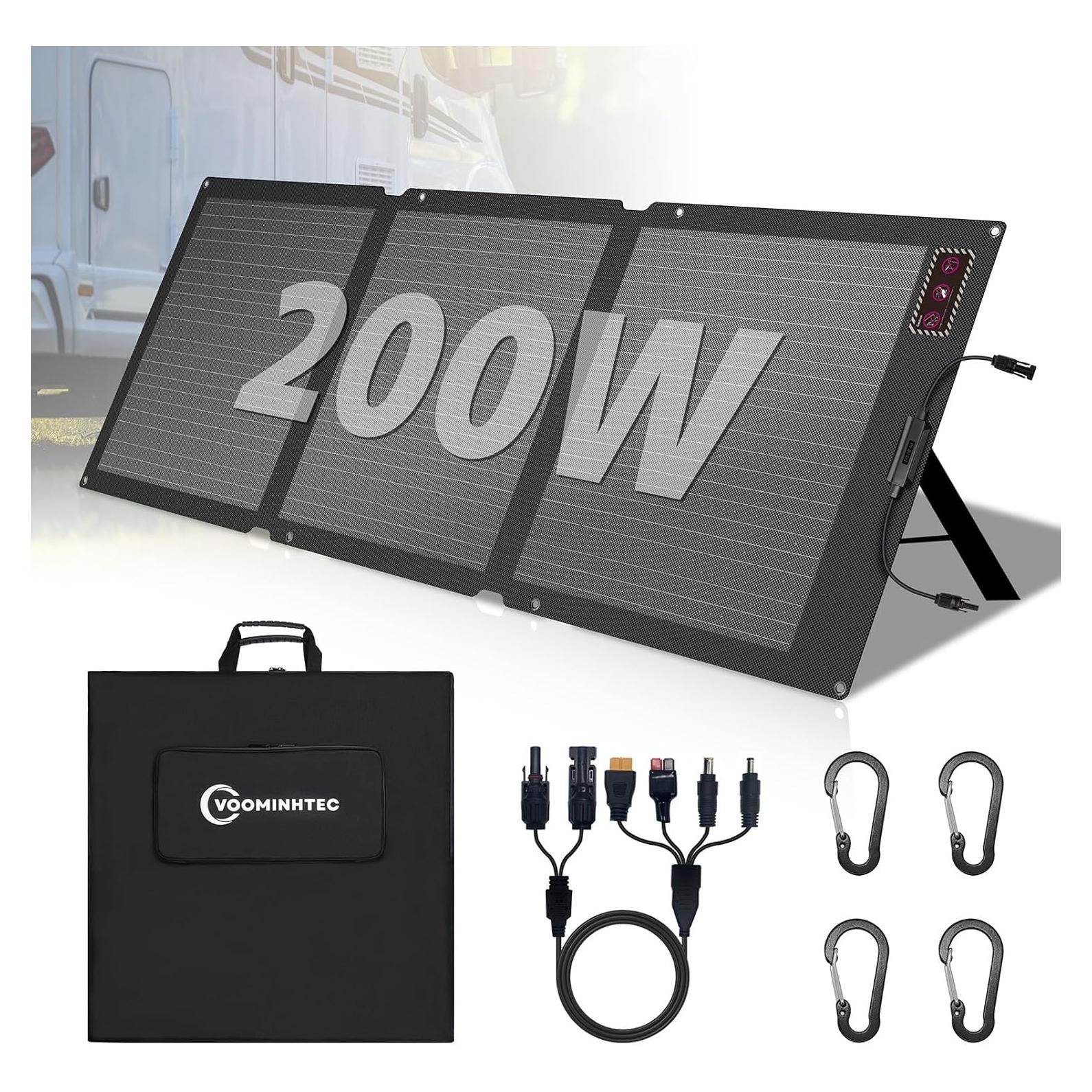 Panel Solar Plegable Voominhtec 200W Alta Eficiencia IP68