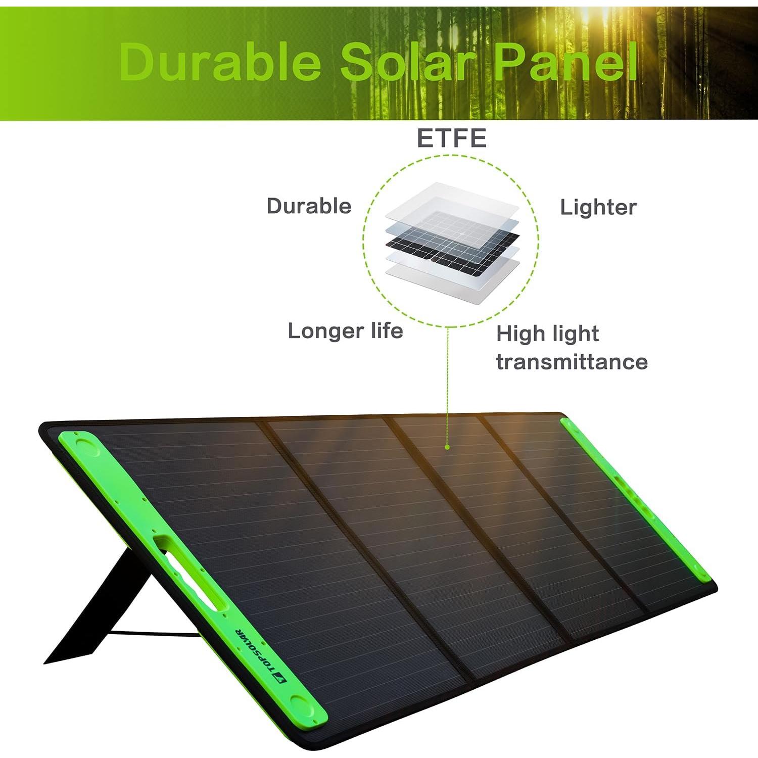 Panel Solar Plegable Topsolar 200W Carga Rápida USB 12V
