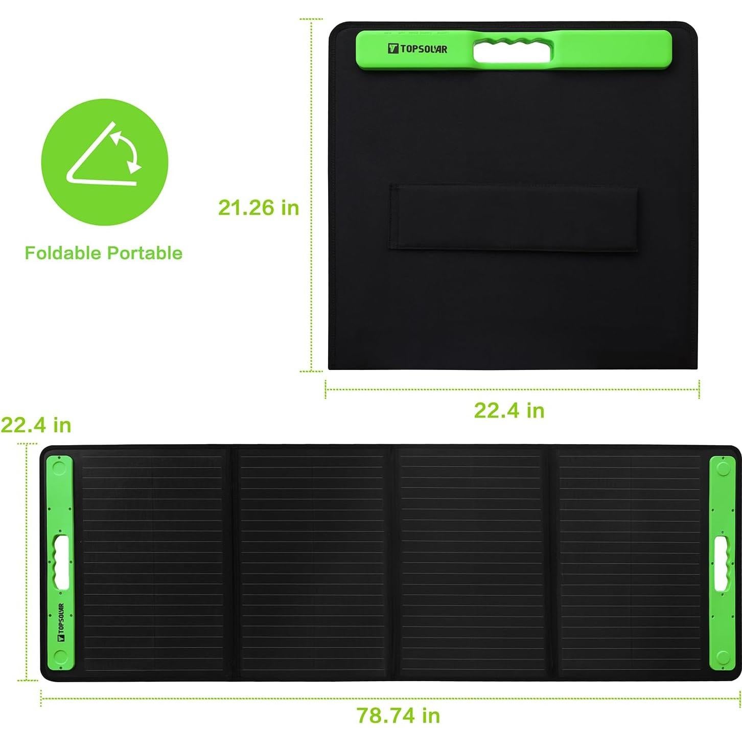 Panel Solar Plegable Topsolar 200W Carga Rápida USB 12V