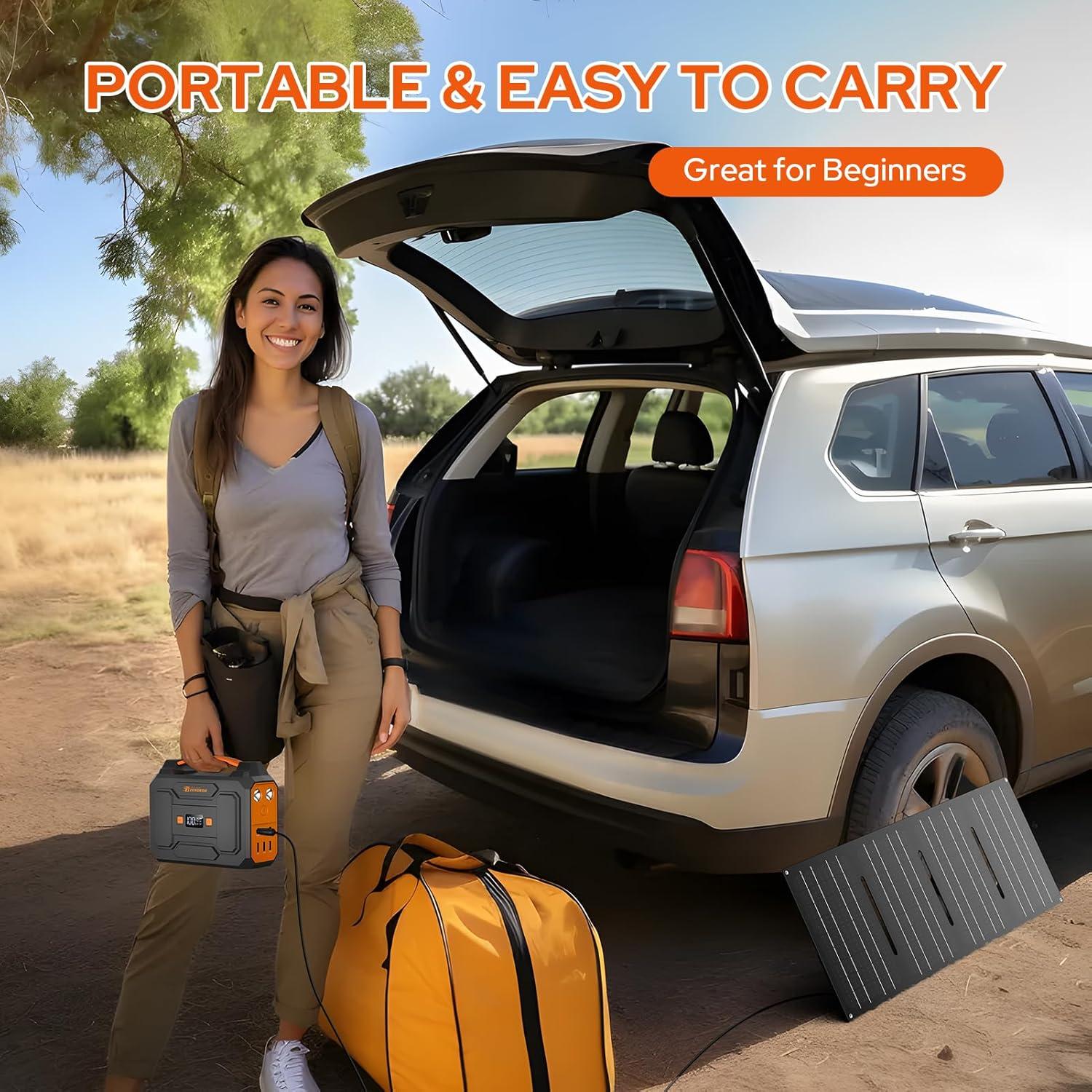 Generador Solar Portátil ZeroKor 300W con Panel 40W para Camping