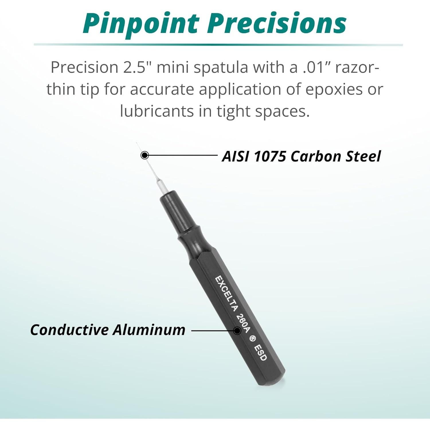 Espátula Mini Excelta 260A-ESD, Aluminio Conductivo, 6.35 cm