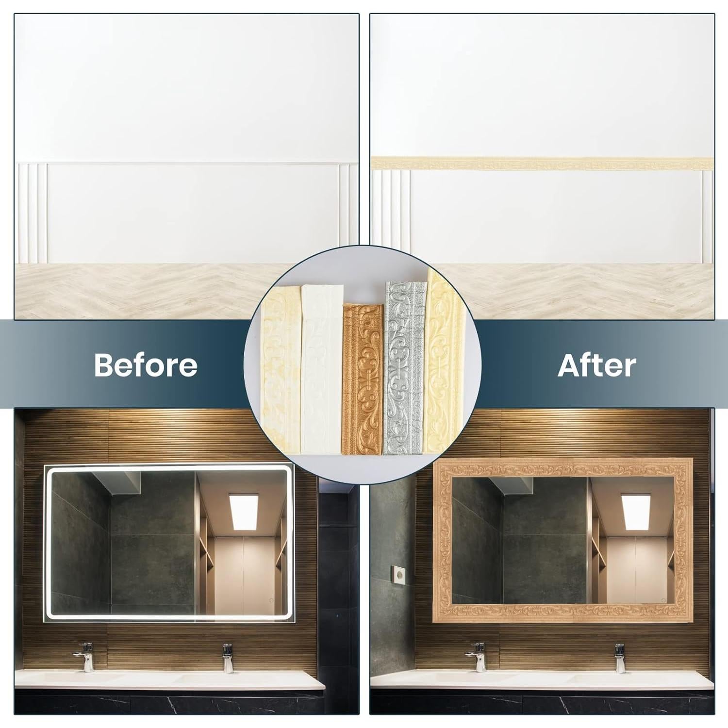 Moldura de Espuma Flexible Glavatrix 460 cm Dorado 3D Autoadhesiva