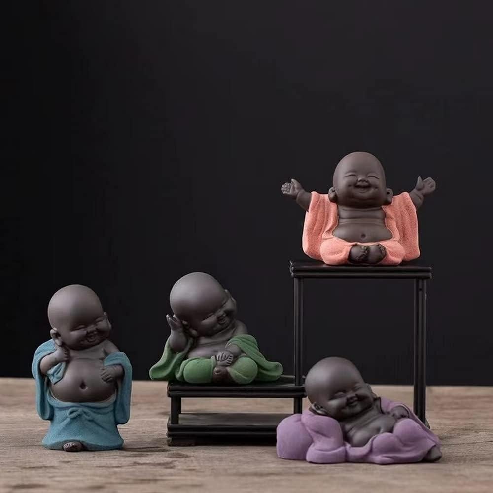 Estatua de Buda Riendo KJYHXX Cerámica Azul 8.5cm