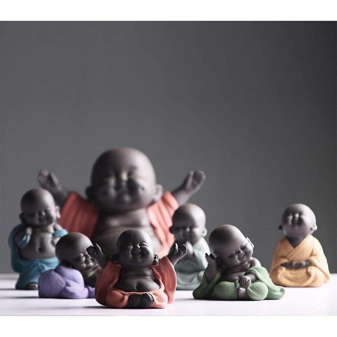 Estatua de Buda Riendo KJYHXX Cerámica Azul 8.5cm