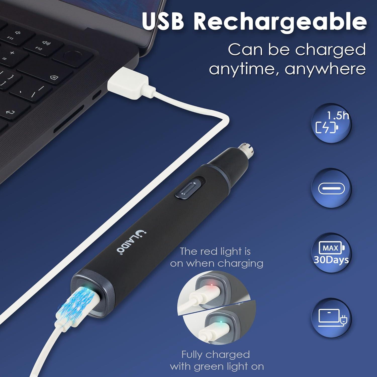 Recortador de Vello Nasal y Orejas ULAIDO 3 en 1 USB-C