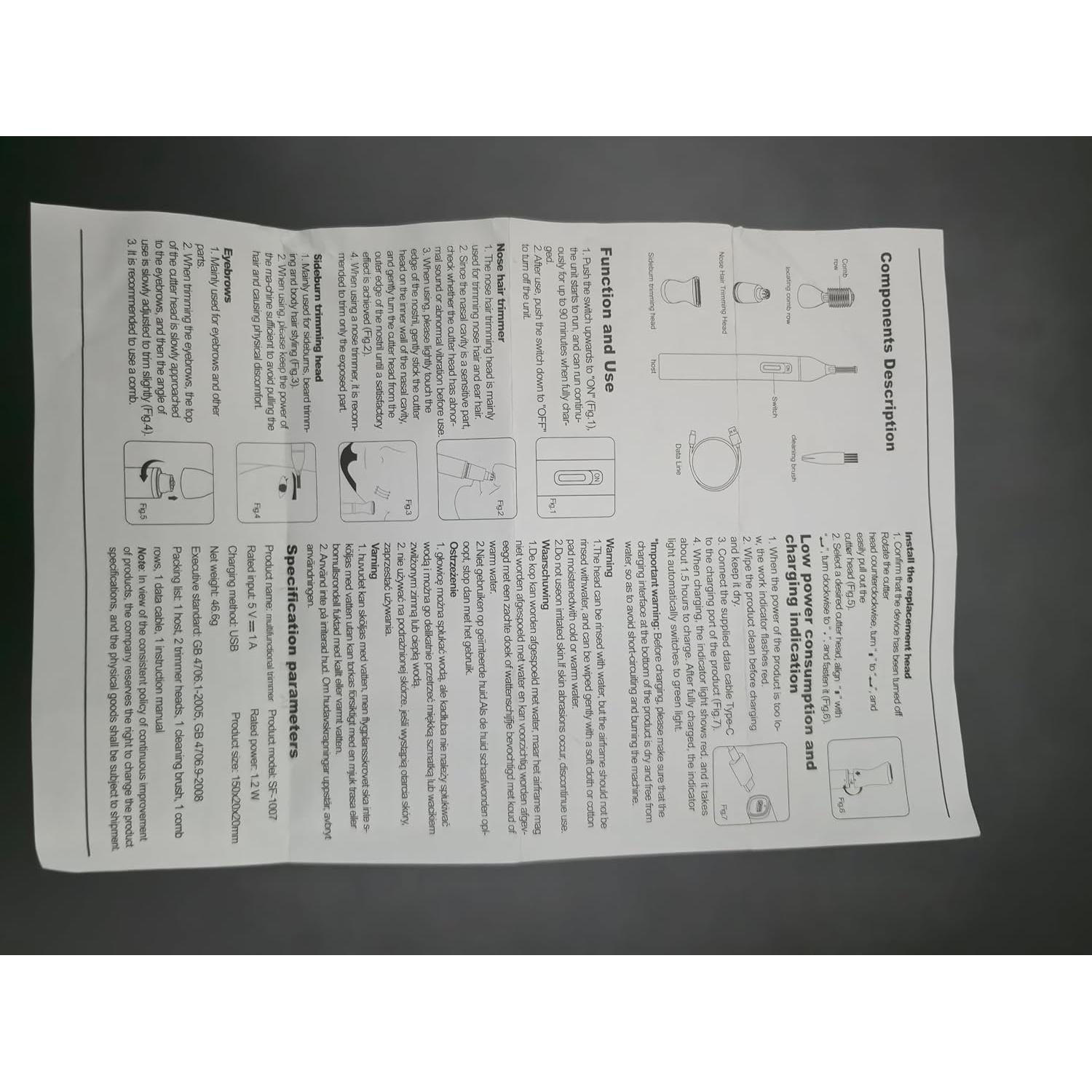 Recortador de Vello Nasal y Orejas ULAIDO 3 en 1 USB-C