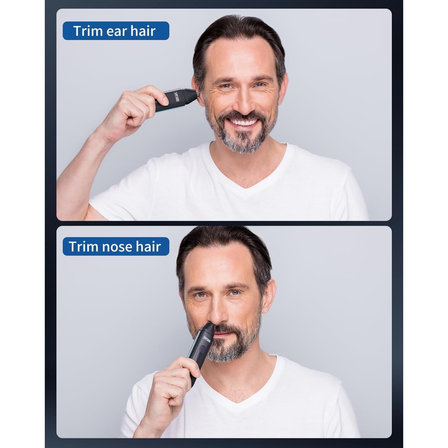 Recortador de Vello Nasal Seesoon IPX7 Recargable USB Azul