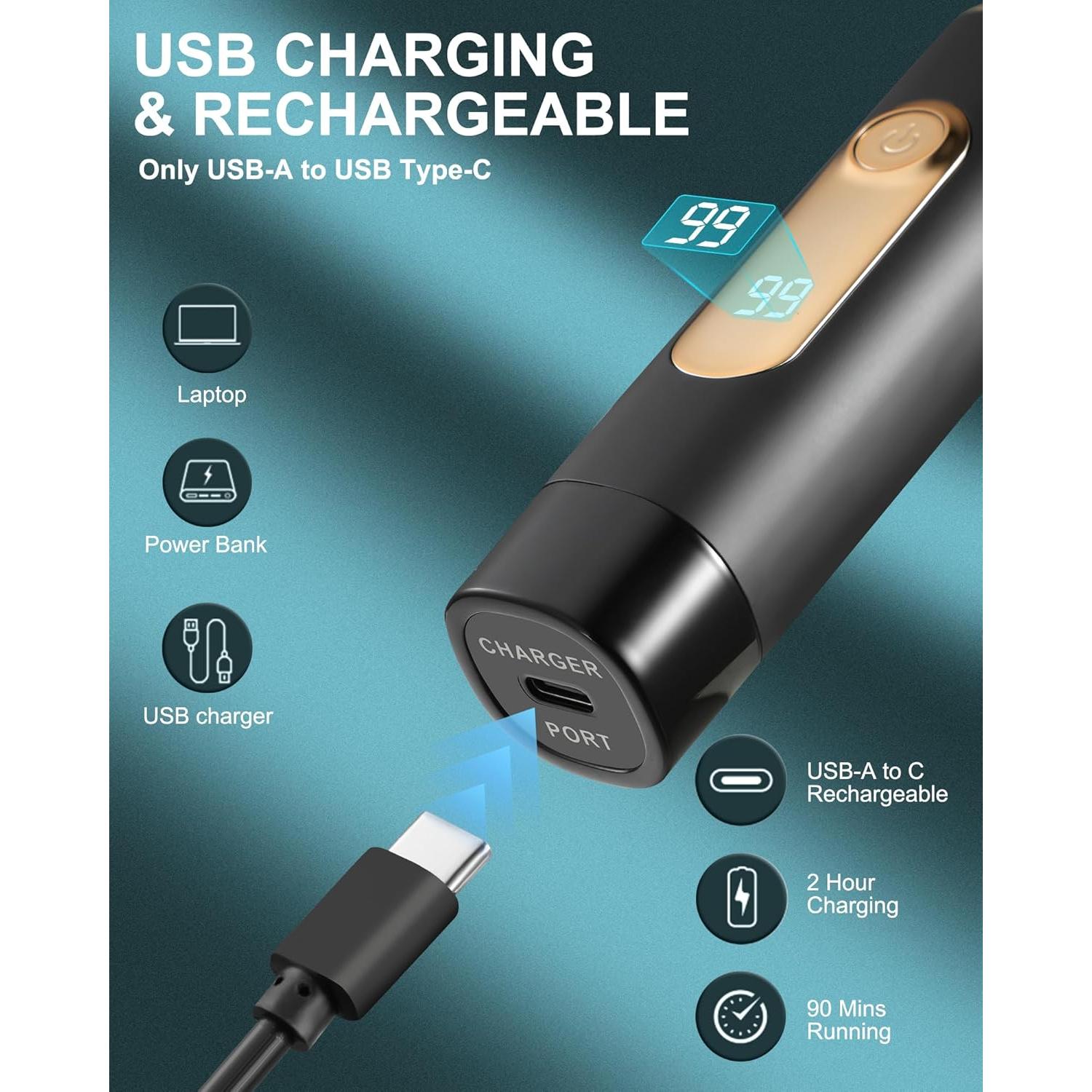 Recortador de Vello Nasal y Auricular AREYZIN C510BK USB LED