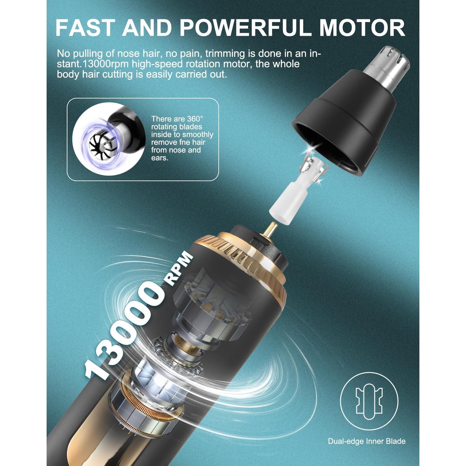 Recortador de Vello Nasal y Auricular AREYZIN C510BK USB LED