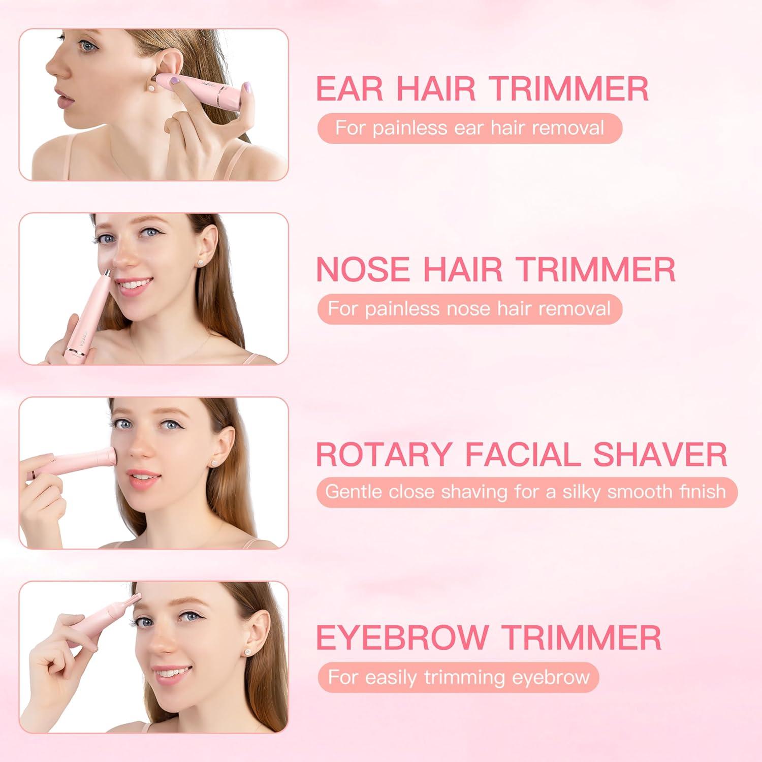 Recortador de Vello Nasal y Cejas HEBECA FT3001 Rosa 3 en 1