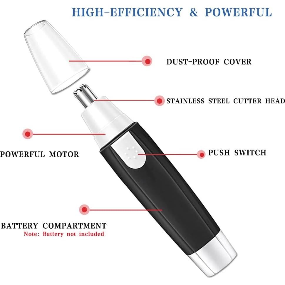 Recortador de Vello Nasal y Facial MOVOZIN Negro, Sin Dolor