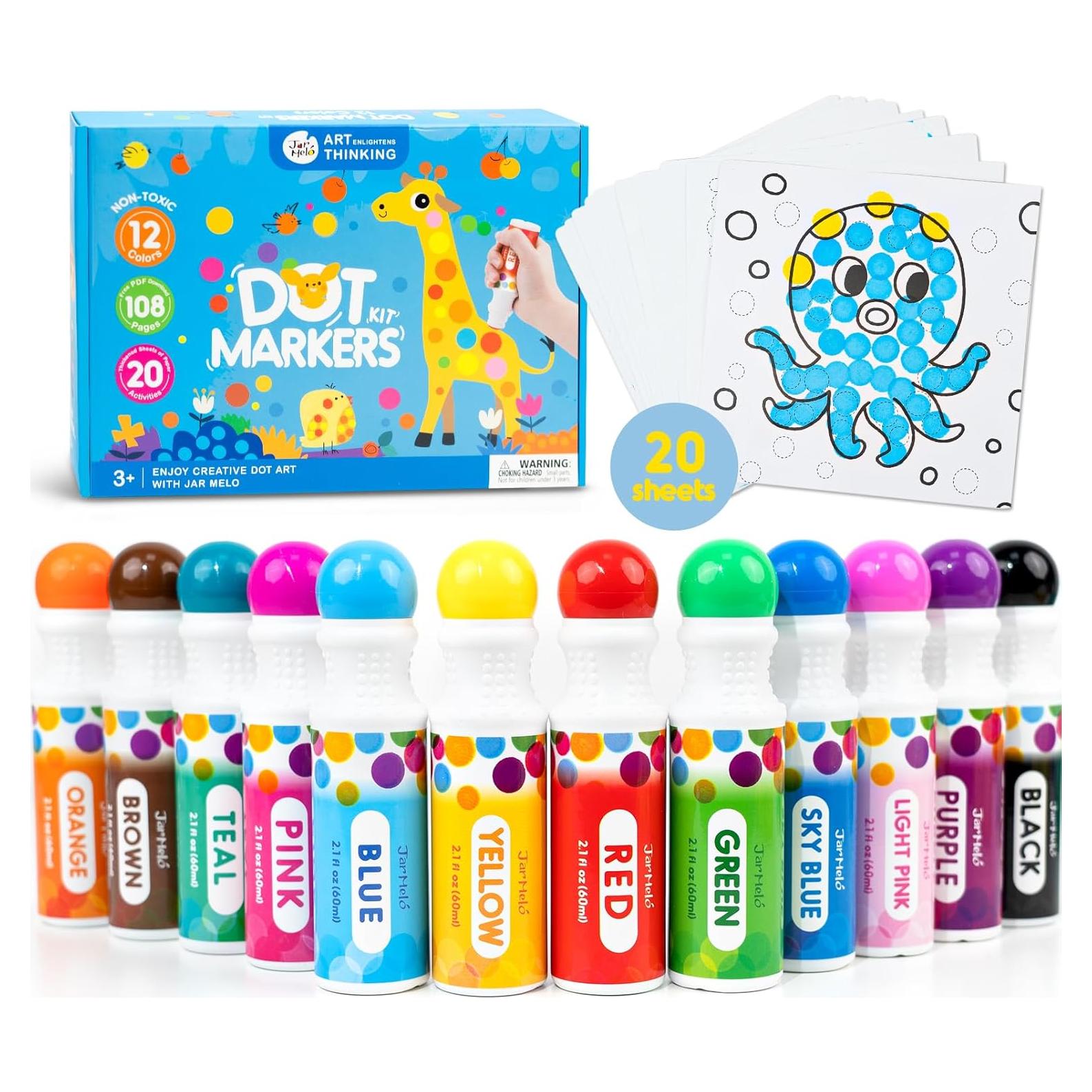 Marcadores de Puntos Lavables Melo 12 Colores para Niños