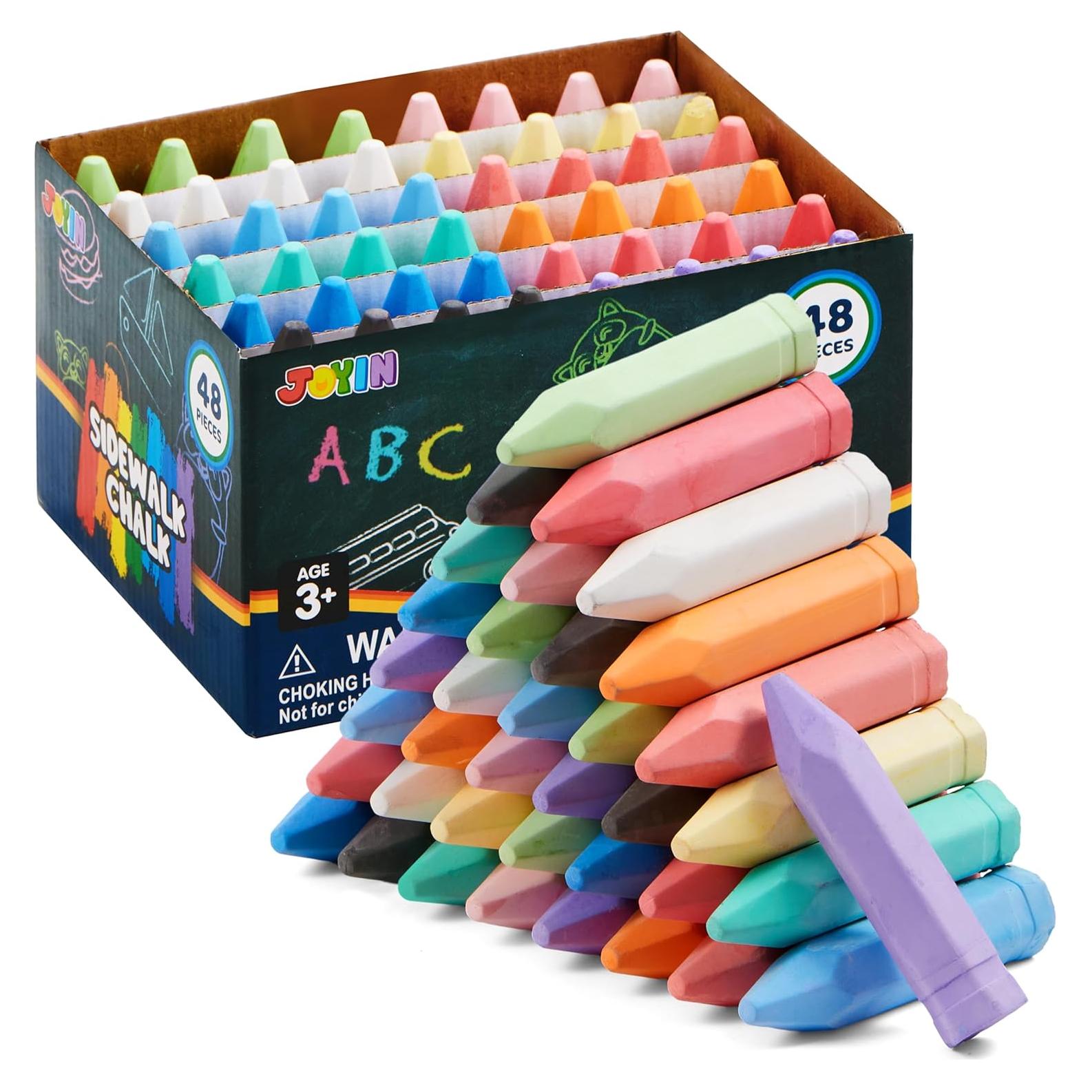 Conjunto de Tizas Jumbo JOYIN 48 Piezas Lavables 12 Colores