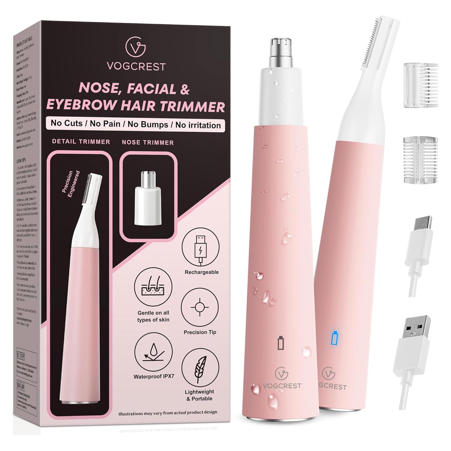 Recortador de Vello Nasal y Cejas VG VOGCREST Rosa Recargable