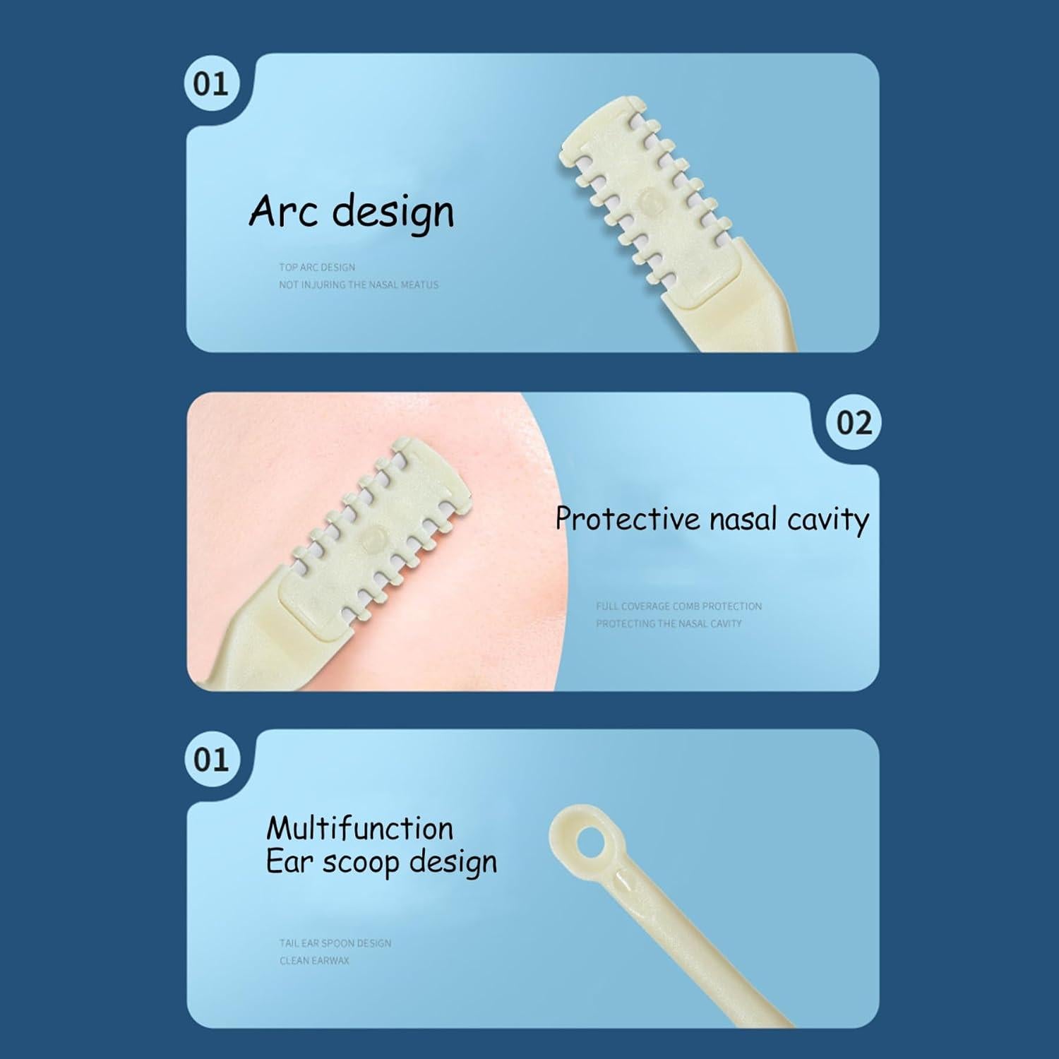 Cortador de Vello Nasal 2-en-1 EYIUOPT Doble Cara 360° Azul
