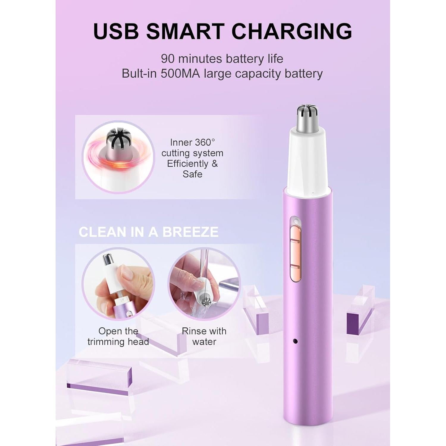 Recortador de Vello Nasal Ginity 2 en 1 Recargable Indoloro