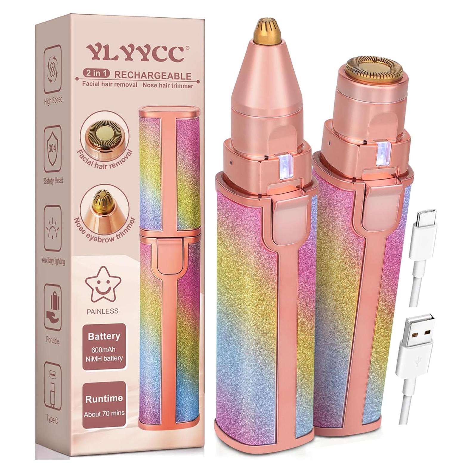 Afeitadora Eléctrica 2 en 1 YLYYCC Rosa - Vello Facial y Cejas