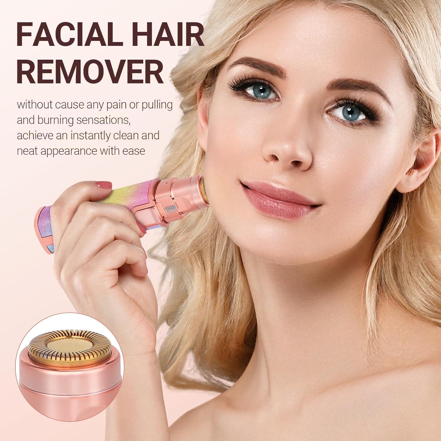 Afeitadora Eléctrica 2 en 1 YLYYCC Rosa - Vello Facial y Cejas