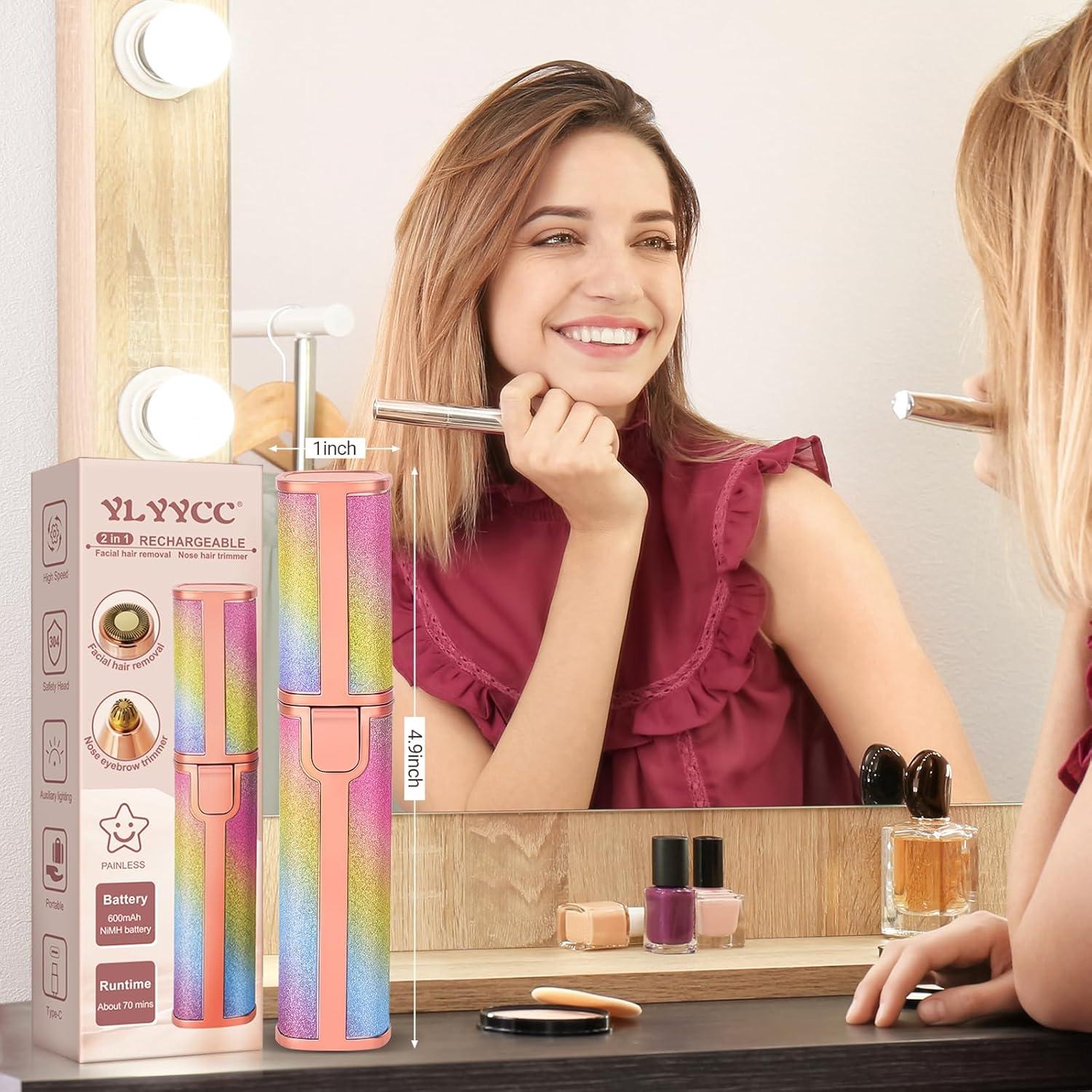 Afeitadora Eléctrica 2 en 1 YLYYCC Rosa - Vello Facial y Cejas