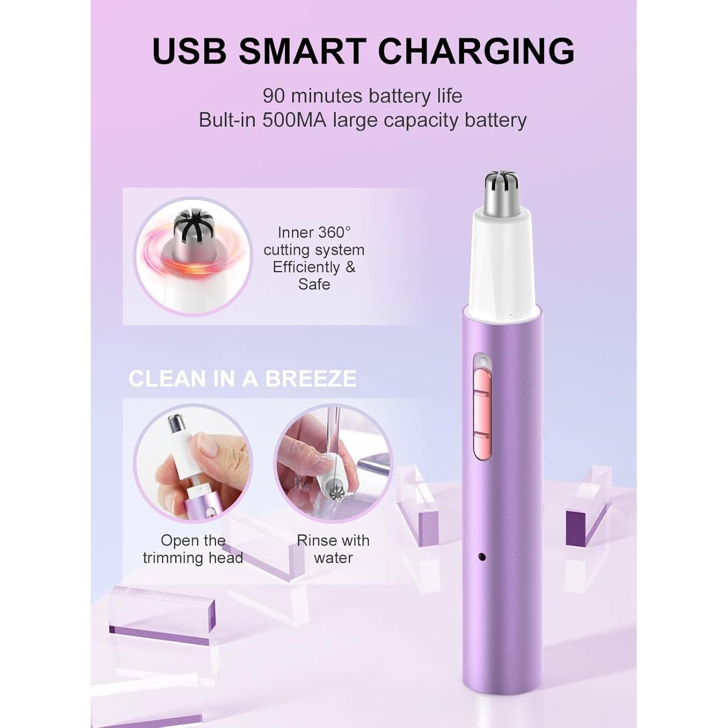 Recortador de Vello Nasal Ginity 2 en 1 Recargable Indoloro