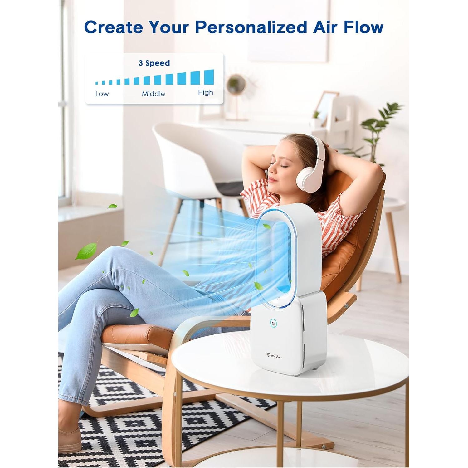 Ventilador de escritorio let'me sin aspas 10W LED 3 velocidades