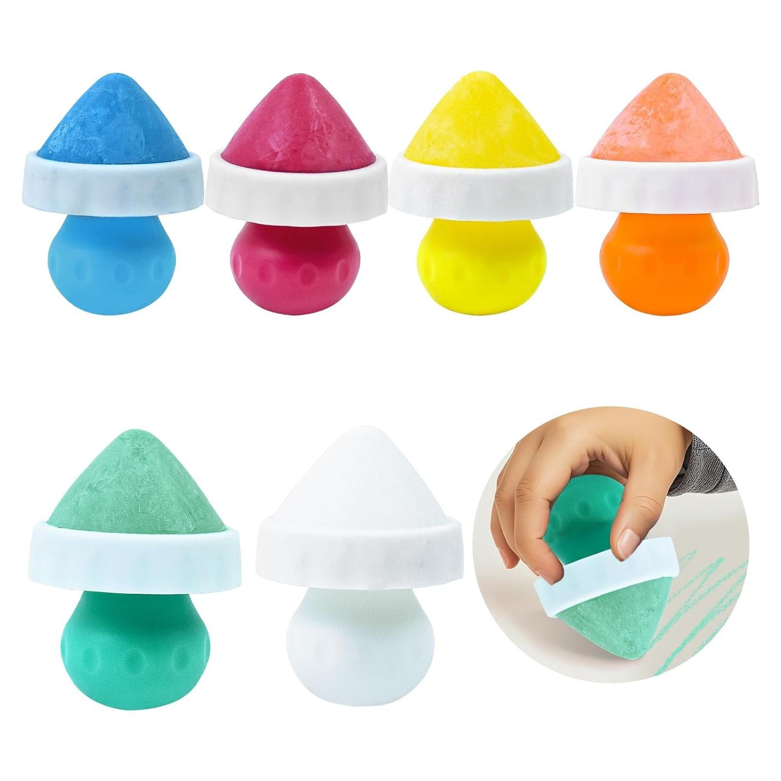 Tiza de Acera Jeyeou 6 PCS Multicolor Fácil Agarre Lavable