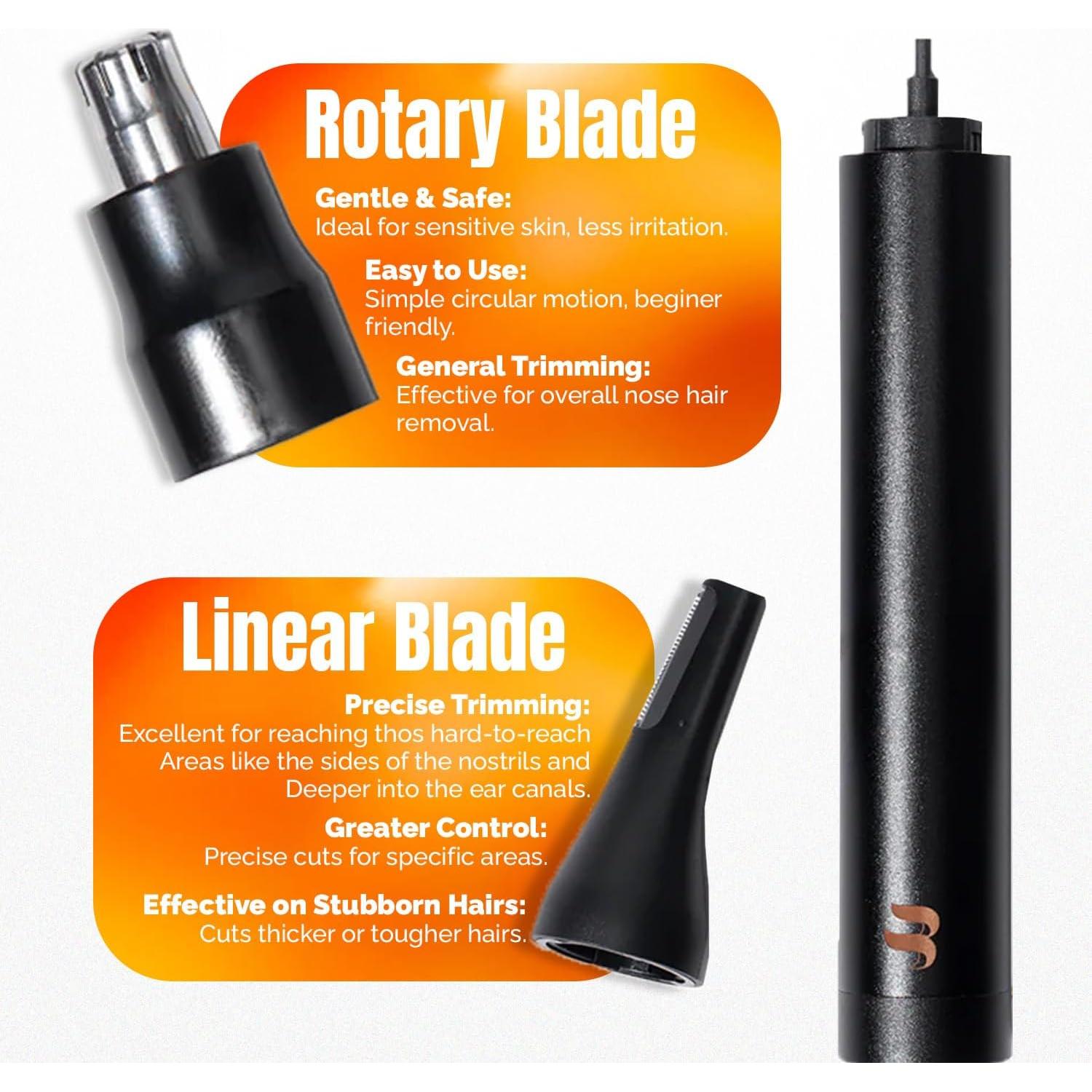 Recortador de Vello Nasal y de Oído Brio - Cuchilla Doble, Resistente al Agua