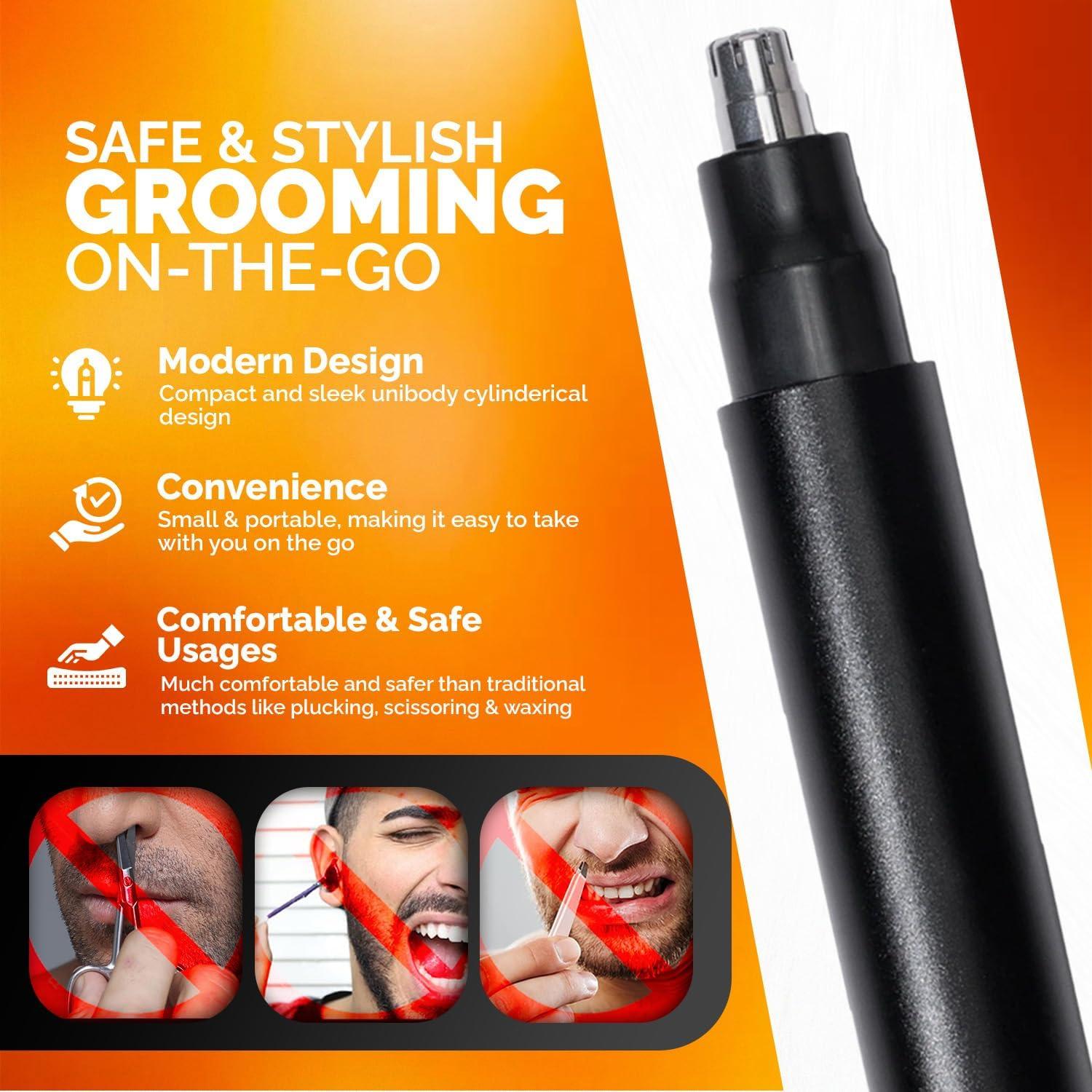 Recortador de Vello Nasal y de Oído Brio - Cuchilla Doble, Resistente al Agua