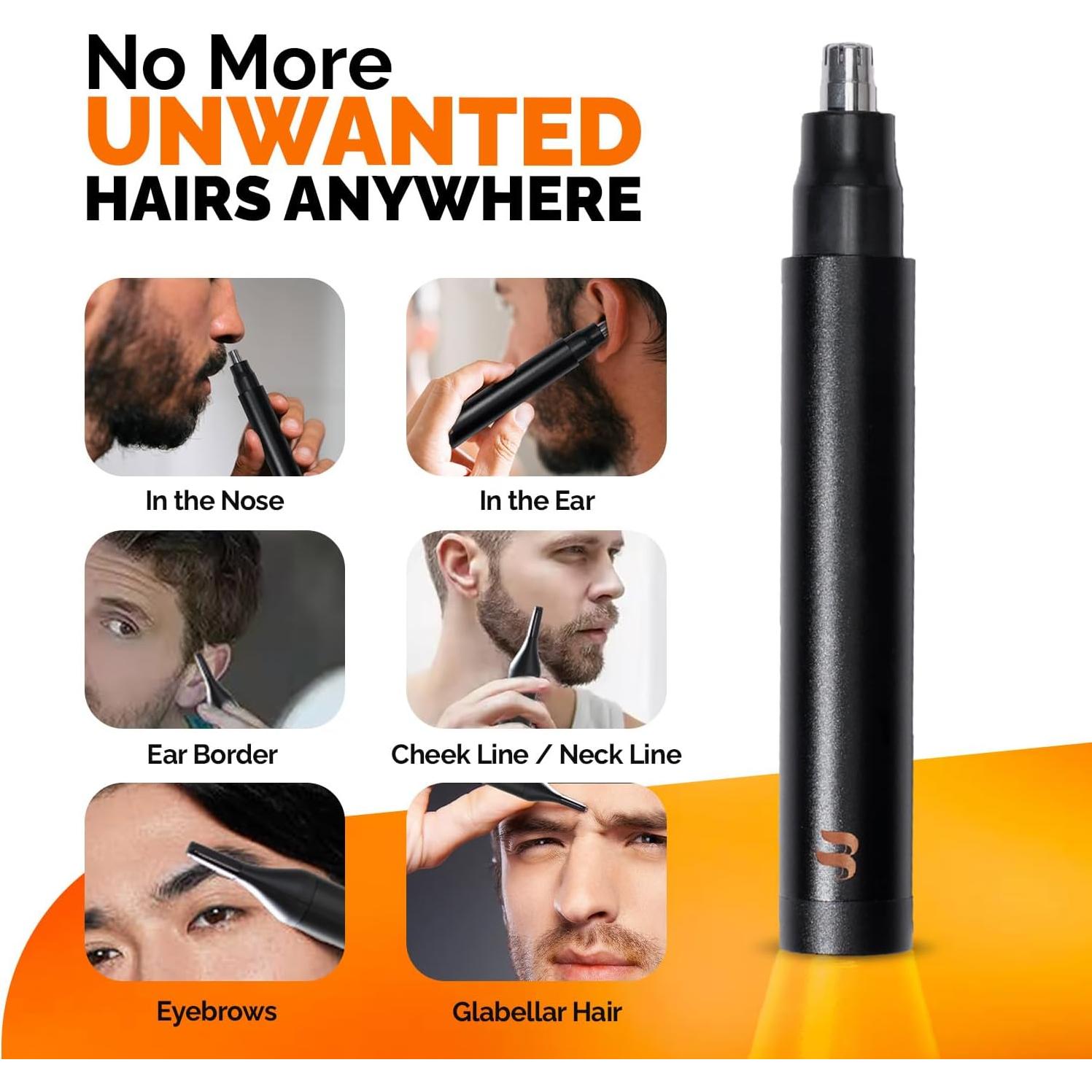 Recortador de Vello Nasal y de Oído Brio - Cuchilla Doble, Resistente al Agua