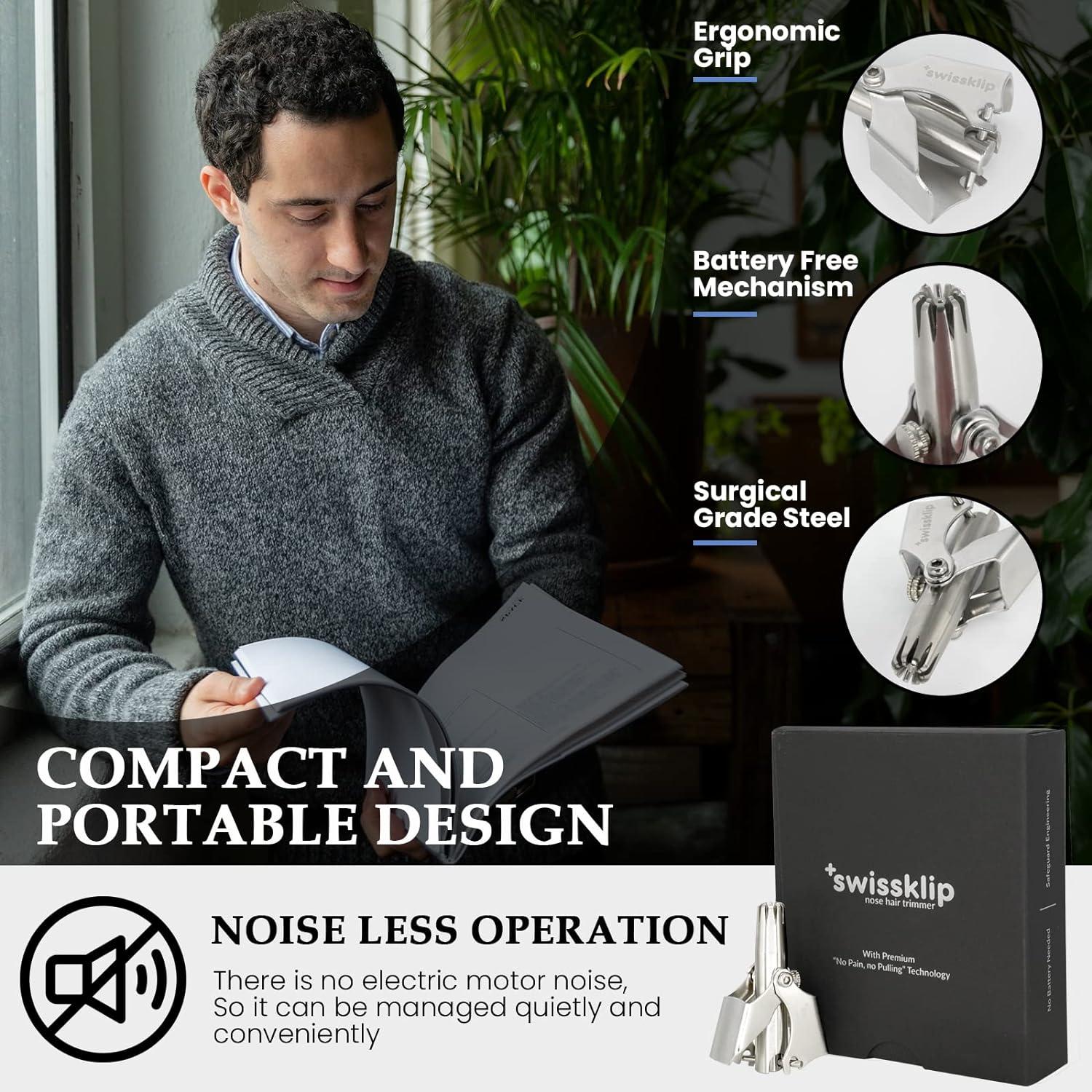 Cortador de Vello Nasal Swissklip - Acero Inoxidable, 10.3 cm