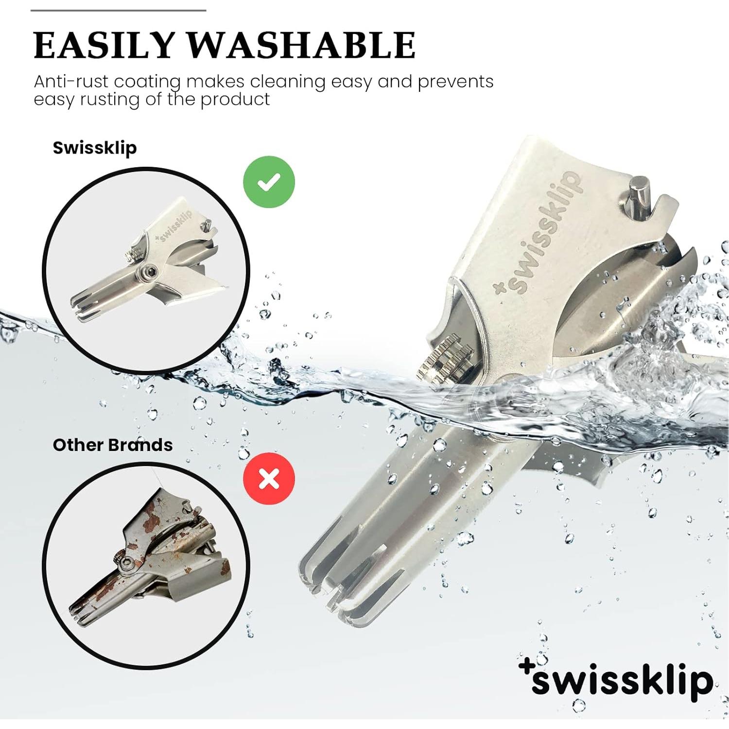 Cortador de Vello Nasal Swissklip - Acero Inoxidable, 10.3 cm