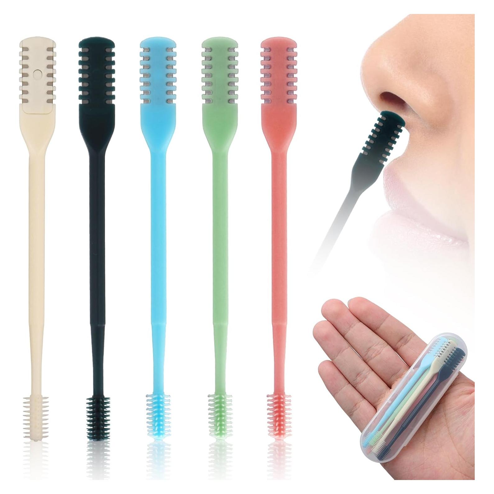 5 Cortadores de Vello Nasal 2-en-1 BOXOB con Estuche