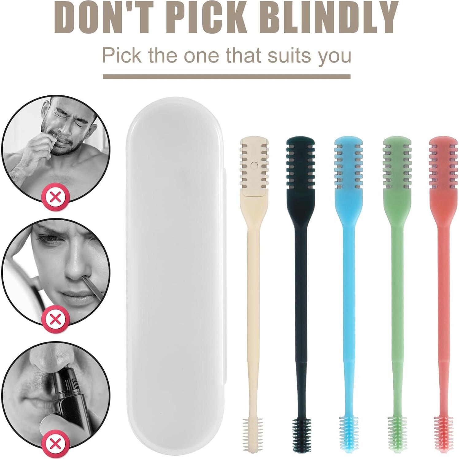 5 Cortadores de Vello Nasal 2-en-1 BOXOB con Estuche