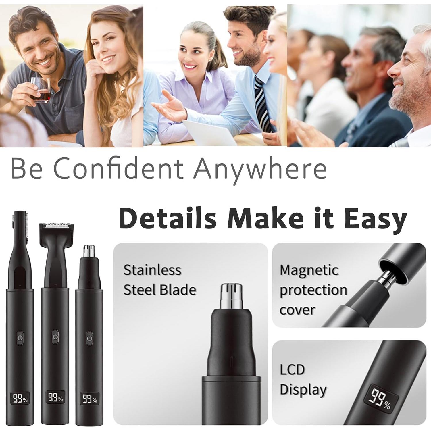 Recortador de Vello Nasal y Facial Laikme 3 en 1 Recargable