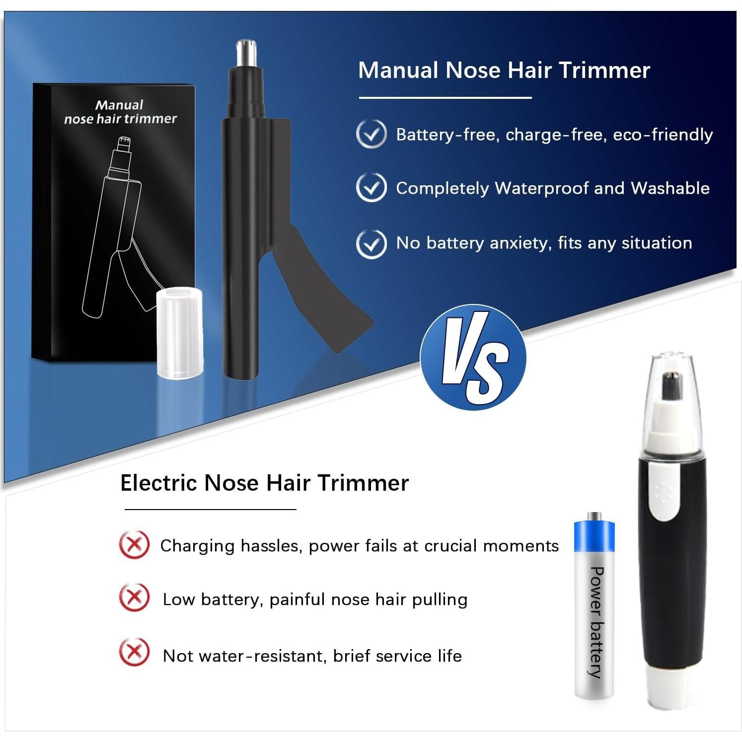 Recortador de Vello Nasal Manual Cxjesin Impermeable Negro