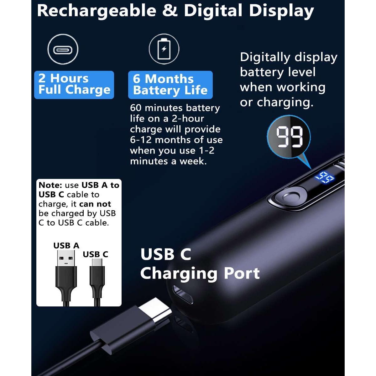 Recortador de Vello Nasal AROSKY Recargable USB con Pantalla LED