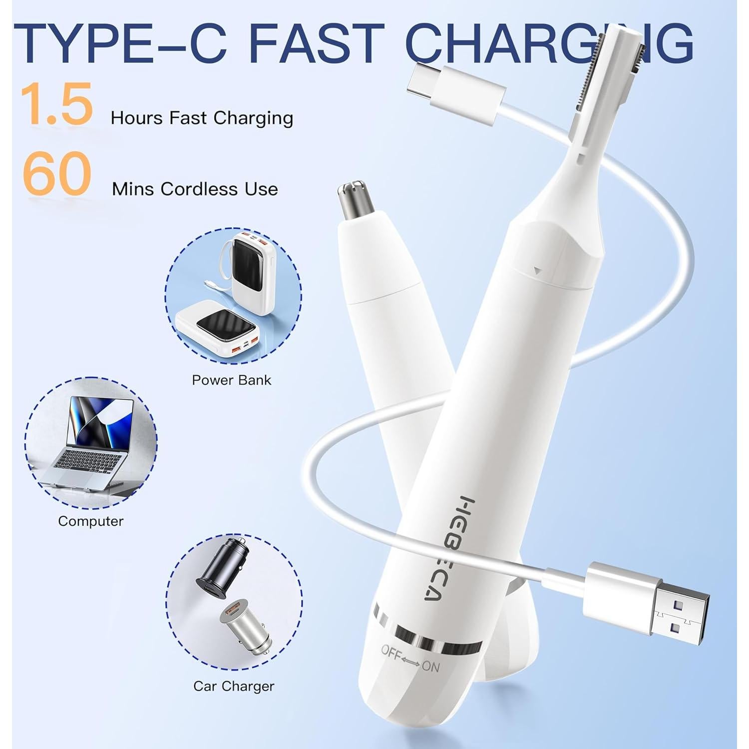 Recortador de Nariz y Oídos HEBECA FT3002 Recargable Impermeable