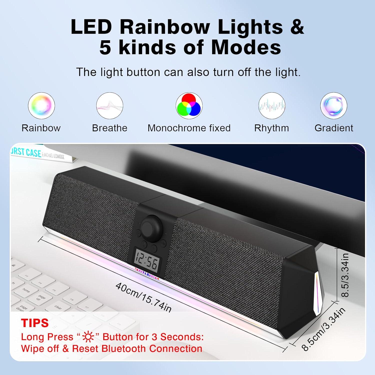 Altavoces Bluetooth Soulion R80 con Reloj LCD y Luz LED