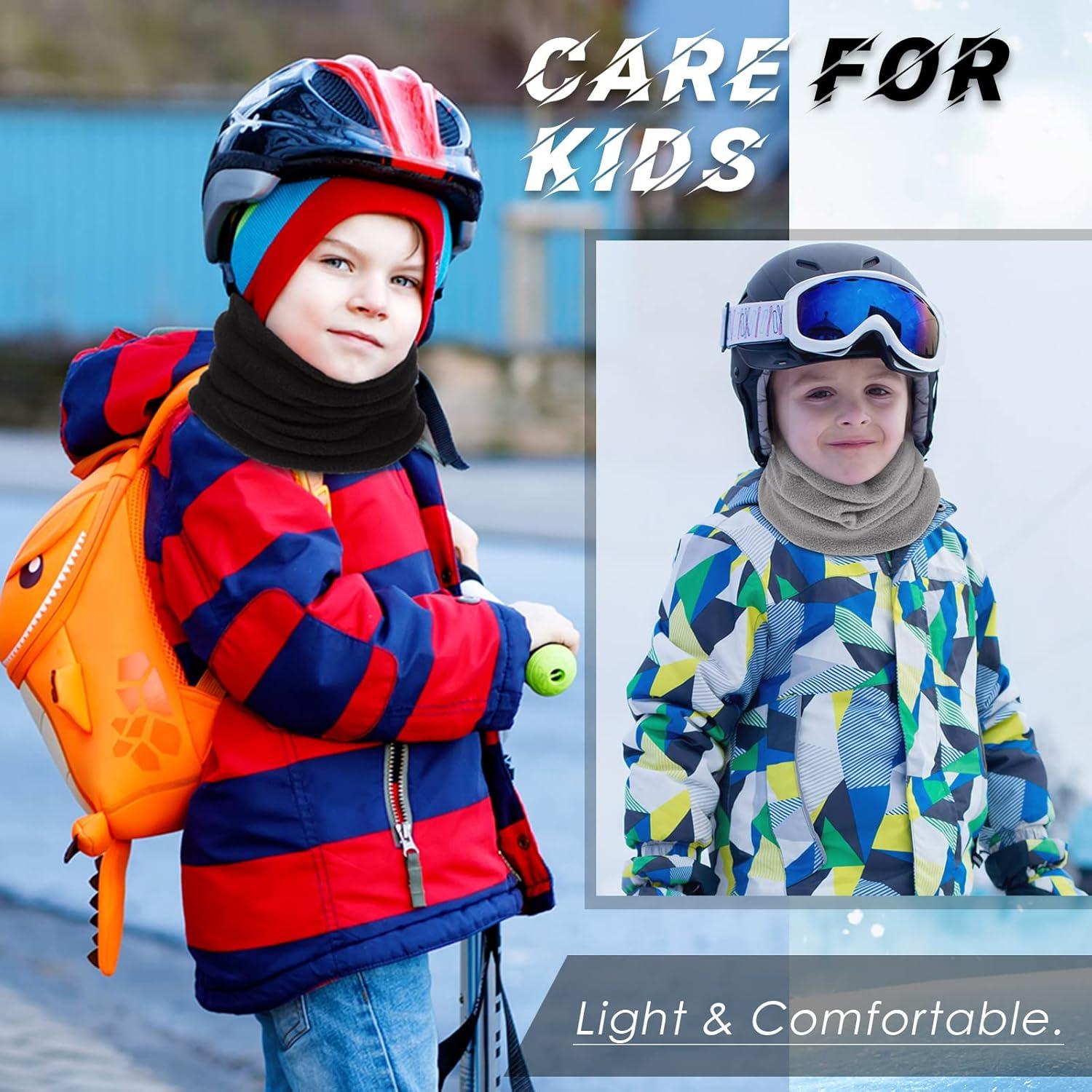 Calentador de Cuello de Forro Polar Niños 2 Pcs Negro Gris