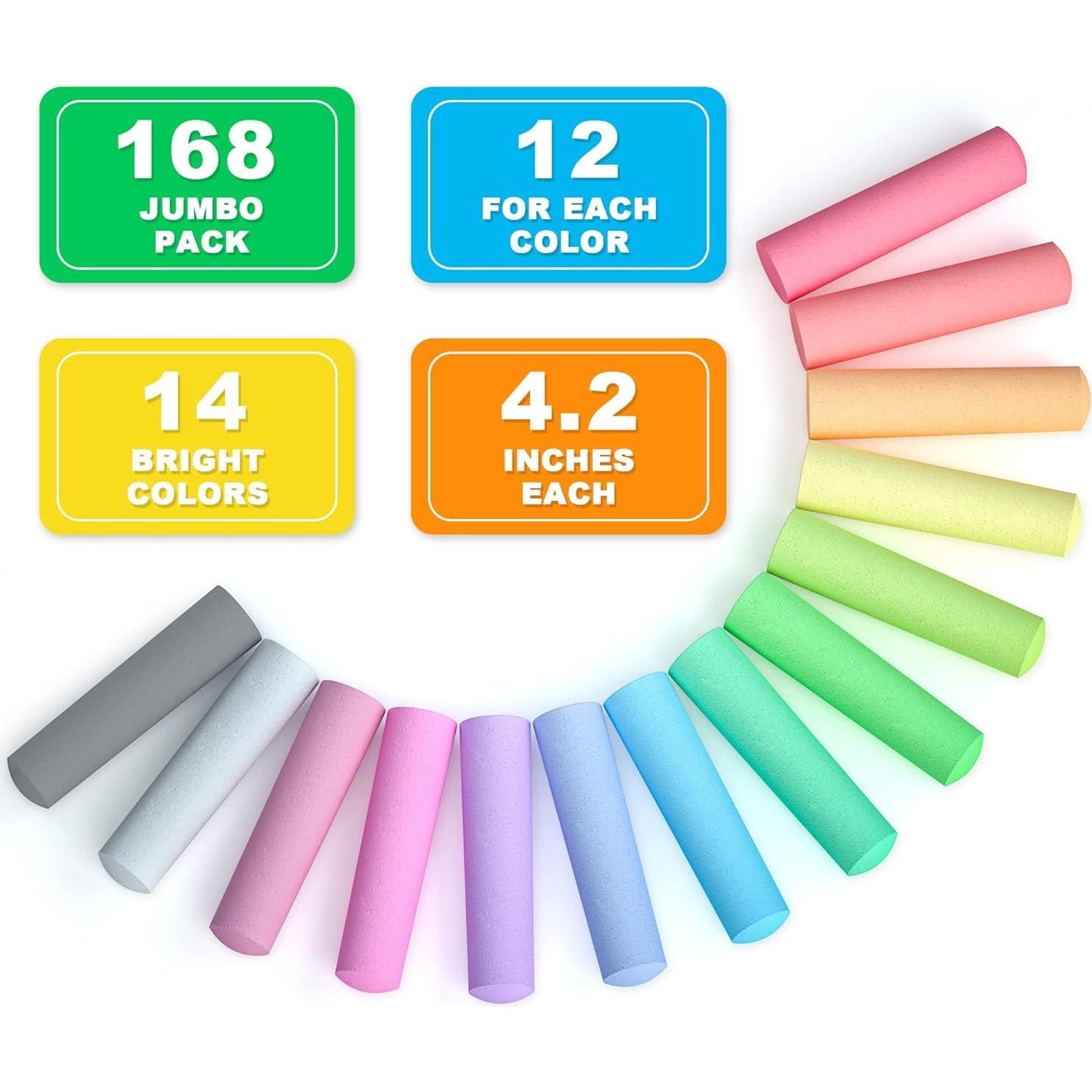 Tiza de Acera Feela 168 Piezas Jumbo 14 Colores