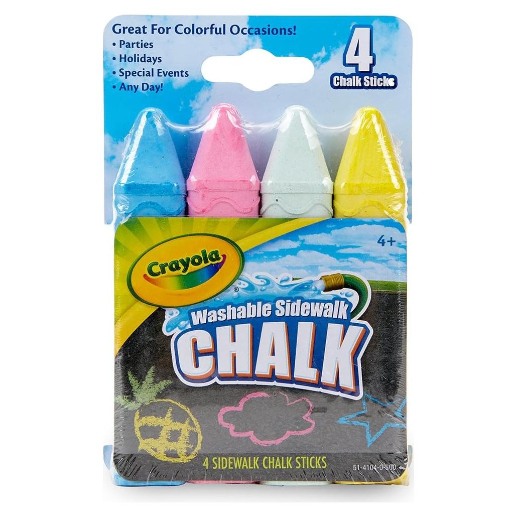 Tiza de Acera Crayola 4 Piezas Colores Lavables