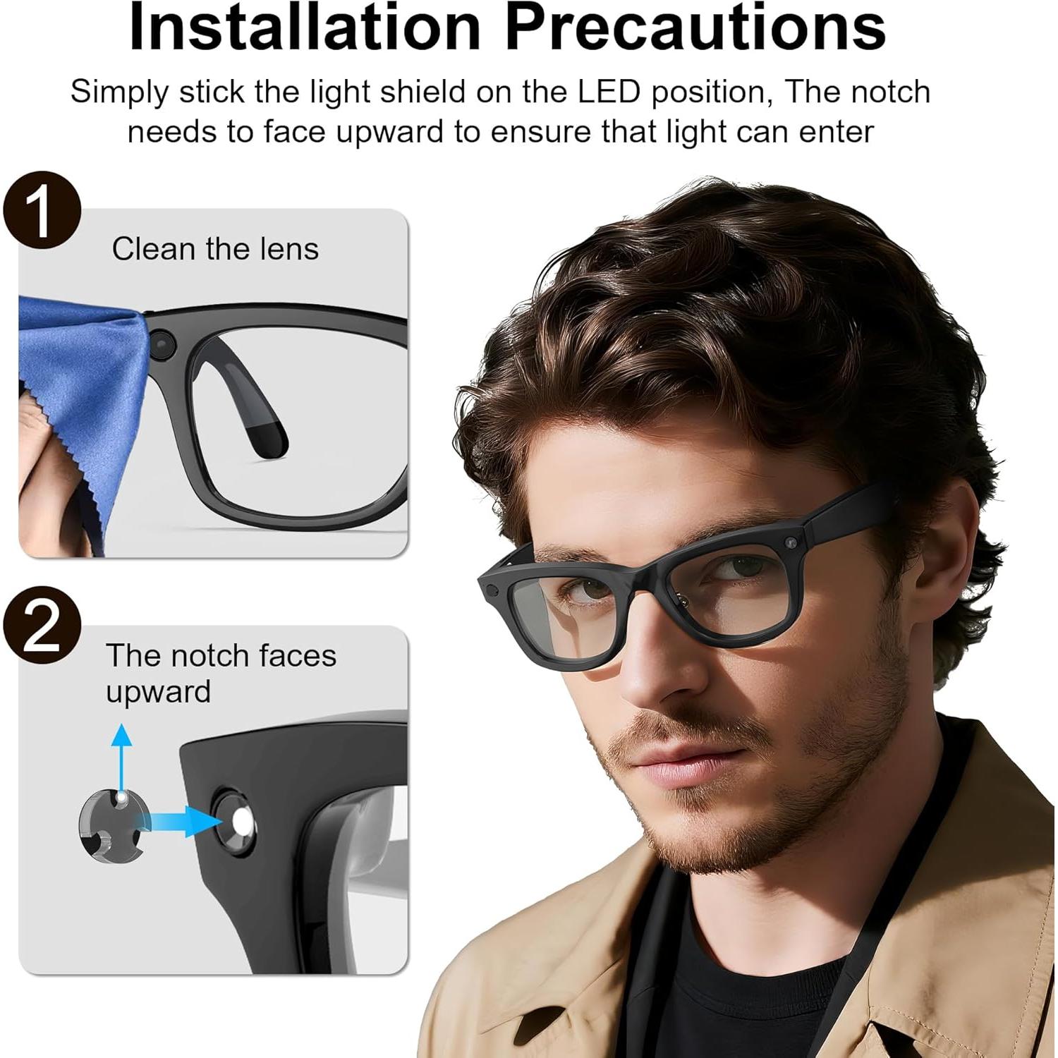 Pegatinas de Bloqueo de Luz LED HiBloks para Gafas Ray-Ban y Oakley - 12 Pcs