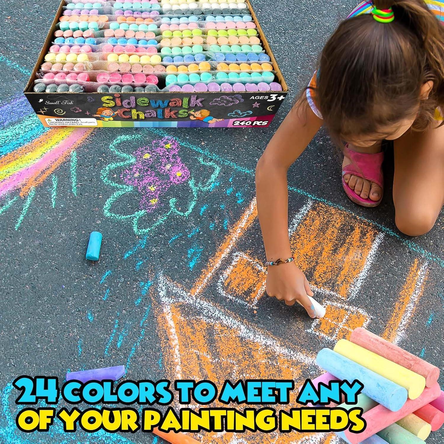 240 Tizas de Acera Jumbo PEQUEÑO PEZ Multicolor Lavables