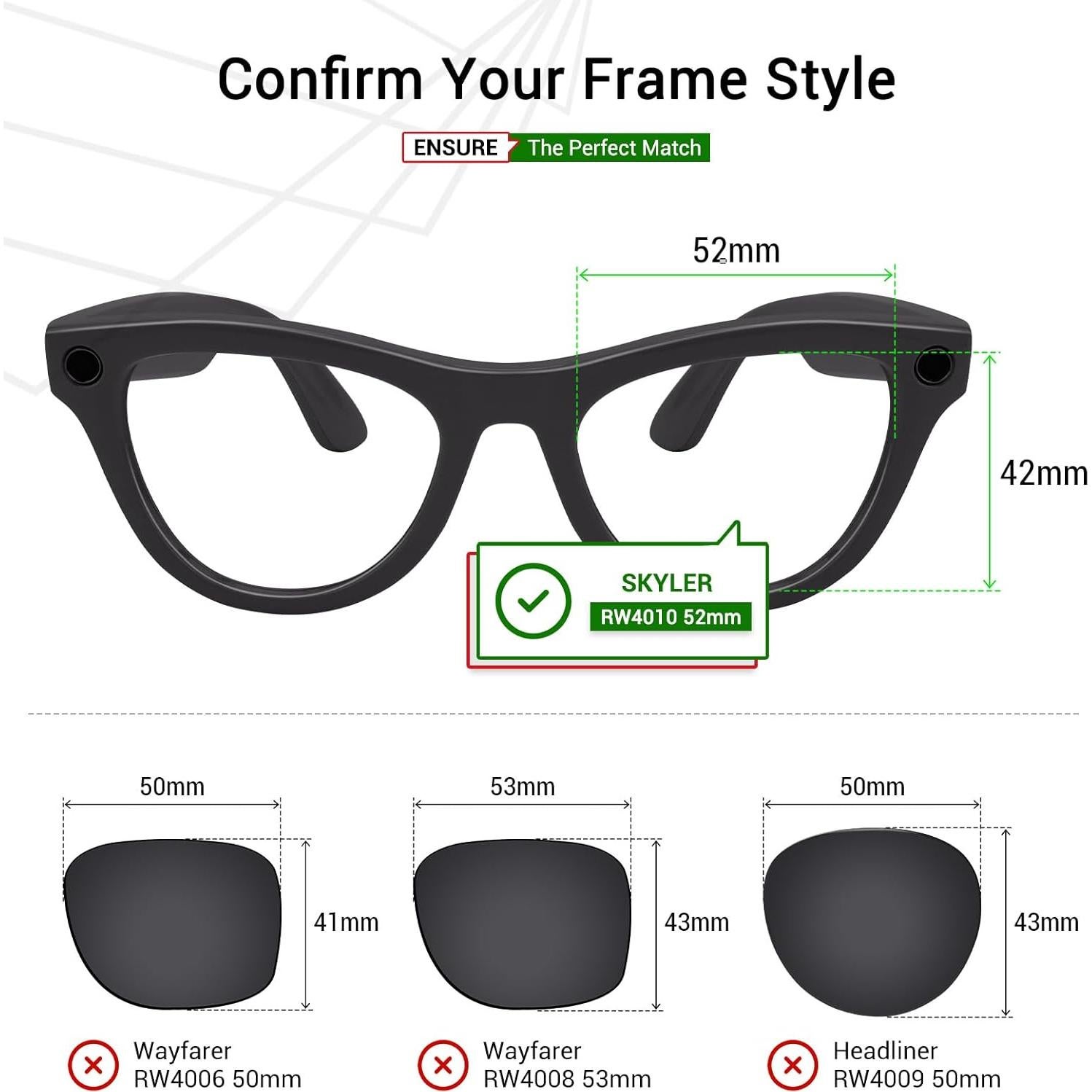 Lentes de Reemplazo Mryok para Ray-Ban Meta Skyler 52mm