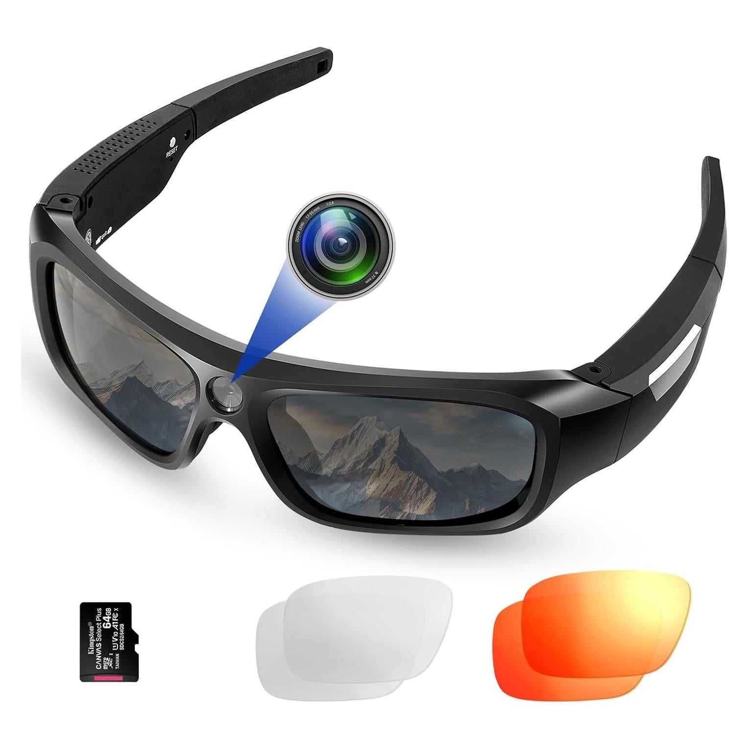 Cámara de Video Deportiva FlyGift 4K con Gafas UV400 y 64GB