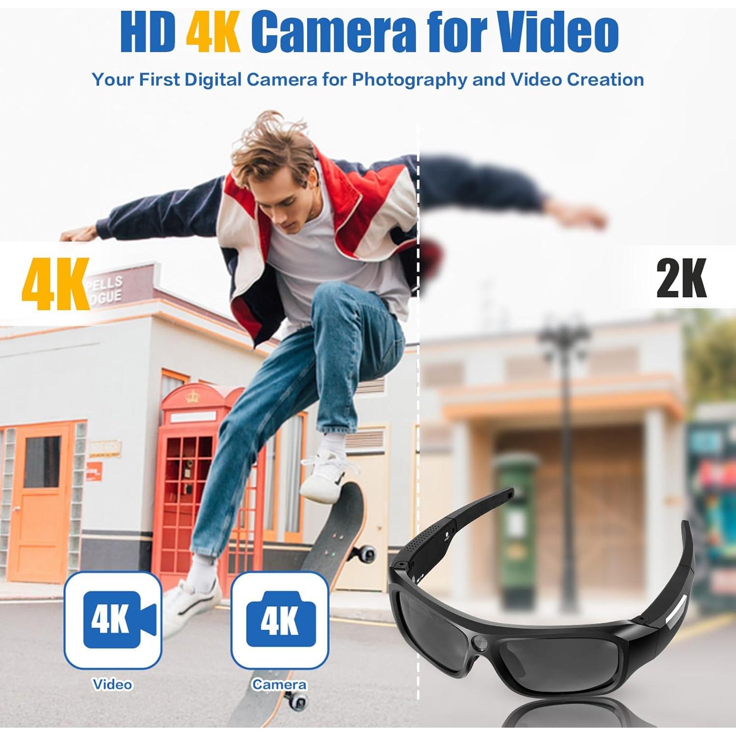 Cámara de Video Deportiva FlyGift 4K con Gafas UV400 y 64GB