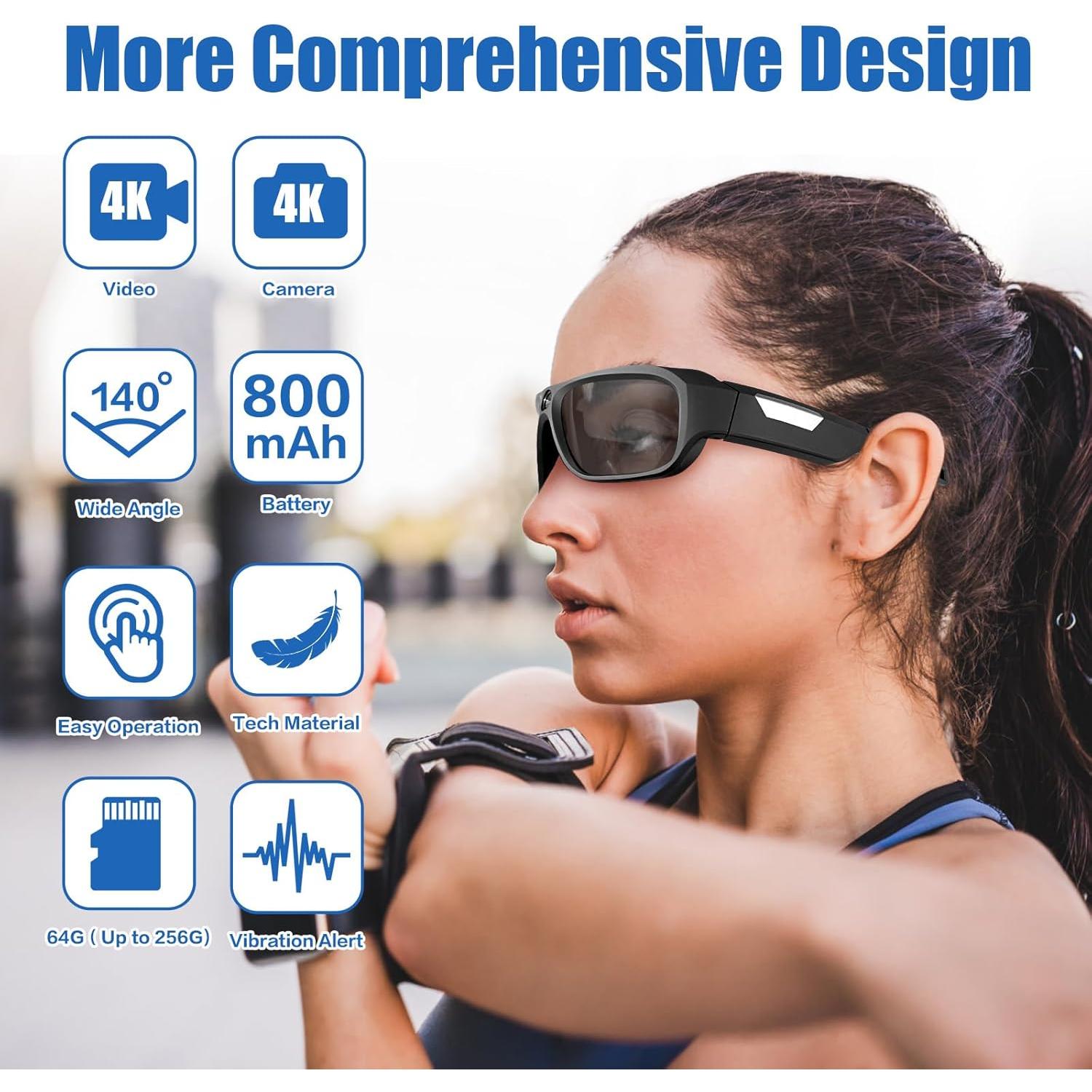 Cámara de Video Deportiva FlyGift 4K con Gafas UV400 y 64GB