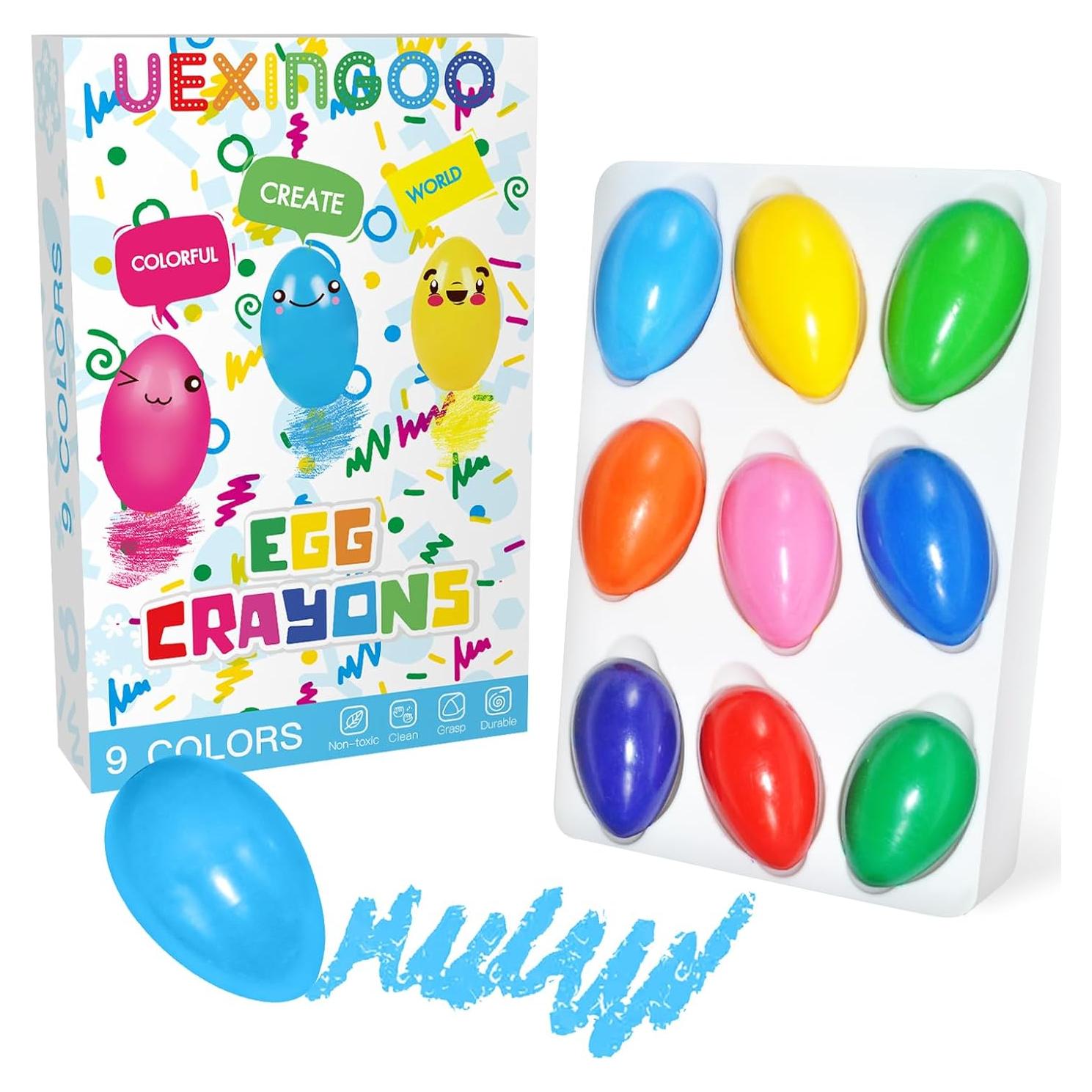 Crayones en Forma de Huevo UEXINGOO 9 Colores Lavables