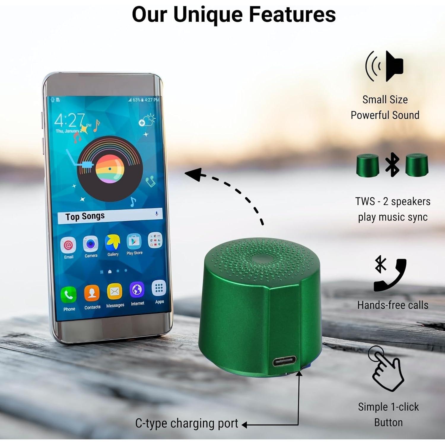 Altavoz Mini Bluetooth Holiday S6 Verde, 6 Horas de Batería