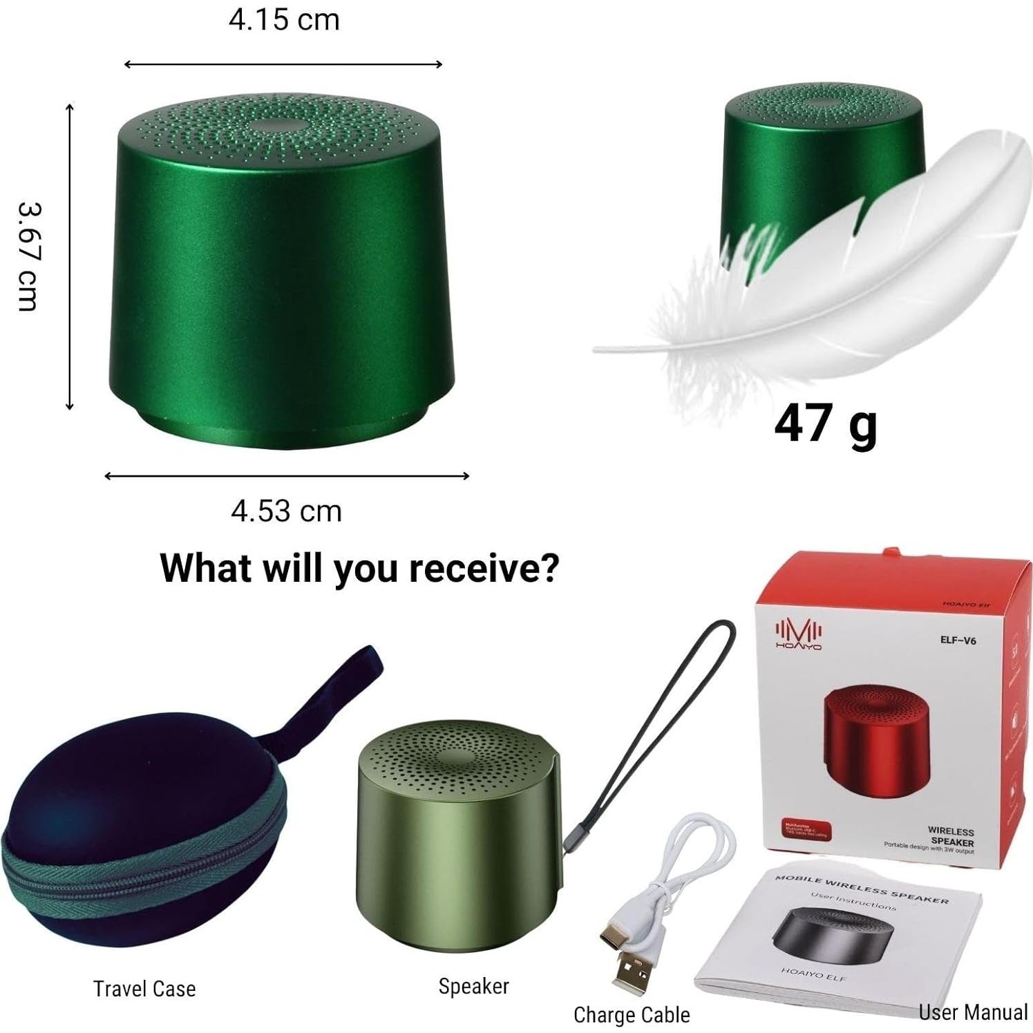 Altavoz Mini Bluetooth Holiday S6 Verde, 6 Horas de Batería